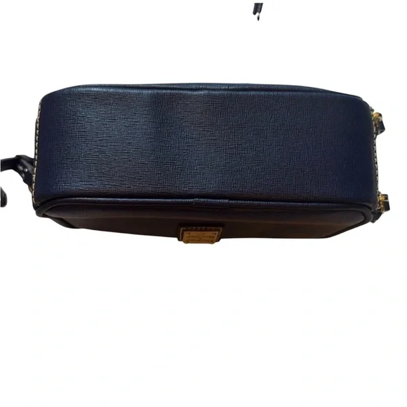 Dooney & Bourke Saffiano Leather Sawyer Crossbody in navy blue. - Picture 7 of 9